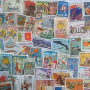Banderas en sellos postales: de 100 a 500 diferentes, USADOS y sin papel, para coleccionismo, manualidades, collage, decoupage, scrapbooking