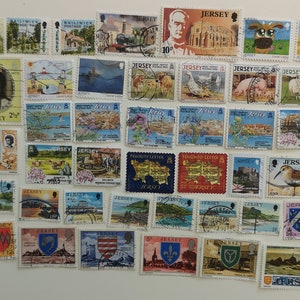 Sellos postales de Jersey - USADOS y sin papel - De 50 a 1000 diferentes - Para coleccionar, hacer manualidades, collage, decoupage y scrapbooking