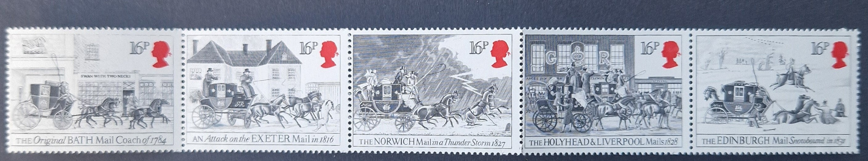 イギリス 1984年 郵便馬車運行開始200周年記念 - ミント切手5枚セット