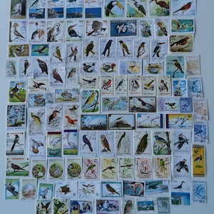 Sellos postales de aves - USADOS y sin papel - 100 a 1000 diferentes - coleccionismo, manualidades, collage, decoupage, scrapbooking