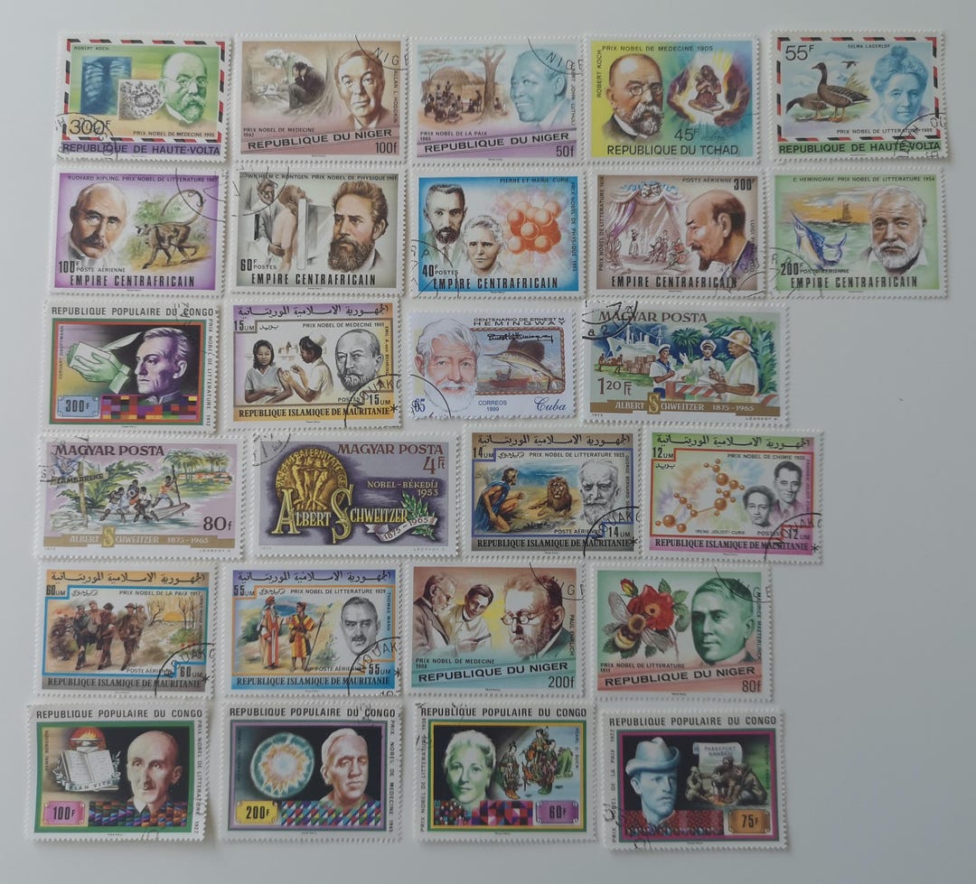Nobel Prize Winners Postage Stamps - 25 and 50 Different - USED & off ...