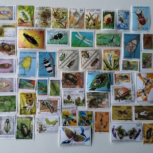 Sellos de insectos - USADOS y sin papel - 50 a 300 diferentes - coleccionismo, manualidades, collage, decoupage, scrapbooking