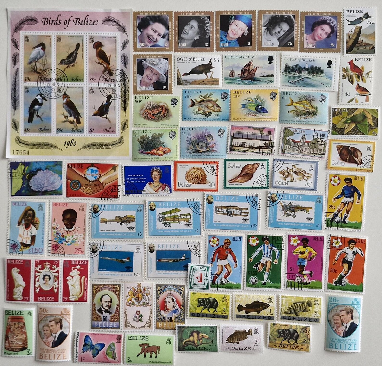 Belize Postage Stamps - USED & off Paper - 100 to 300 Different ...