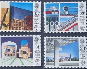 Grande-Bretagne 1987 British Architects in Europe - Set de 4 timbres neufs - collection, création manuelle, collage, découpage, scrapbooking