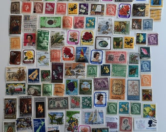 New Zealand Postage Stamps - USED & off paper - 100 to 1000 different - For collecting, crafting, collage, decoupage, scrapbooking