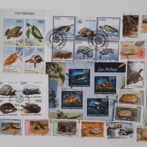 Sellos postales de tortuga y galápago - USADOS y sin papel - 25 y 50 diferentes - Para coleccionar, hacer manualidades, collage, decoupage, scrapbooking