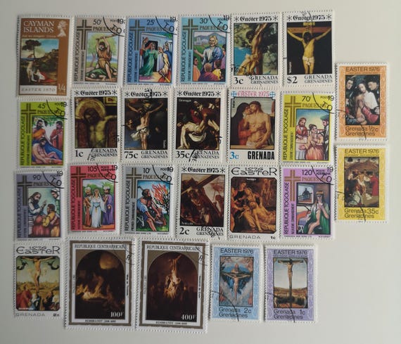 Easter Postage Stamps Showing the Passion of Jesus - 25 and 50