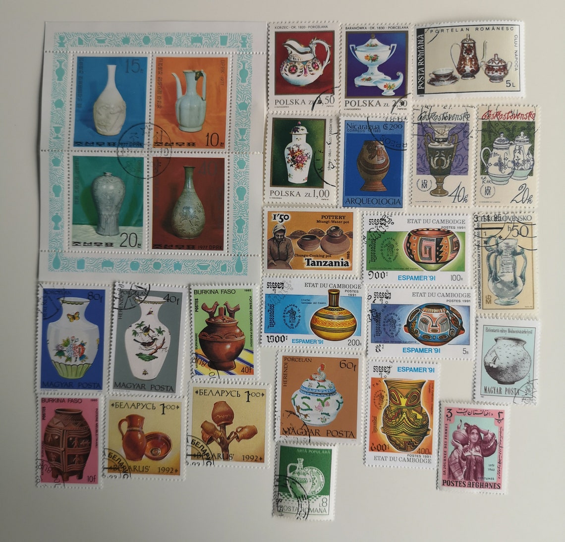 Pottery on Postage Stamps - 25 & 50 Different - USED and off Paper ...