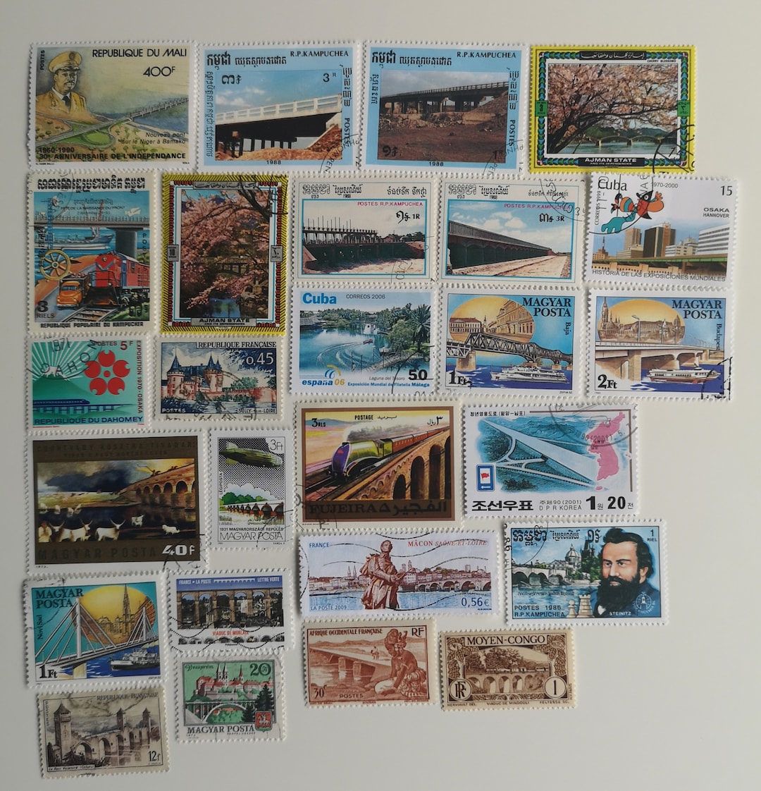 Bridges on Postage Stamps - USED and off Paper - 25 & 50 Different ...