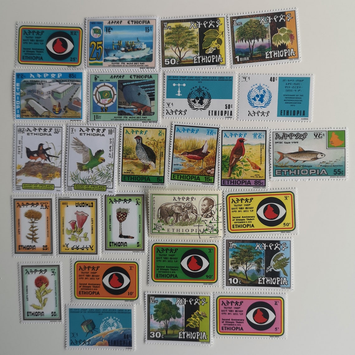 Ethiopia Postage Stamps - 25 & 100 Different - USED and off Paper ...
