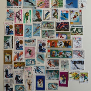 Esquí en sellos postales - USADOS y sin papel - 50 a 200 diferentes - coleccionismo, manualidades, collage, decoupage, scrapbooking