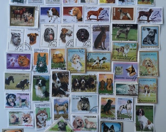 Dog/Canine Postage Stamps - USED and off paper - 50 to 500 different - For collecting, crafting, collage, decoupage, scrapbooking