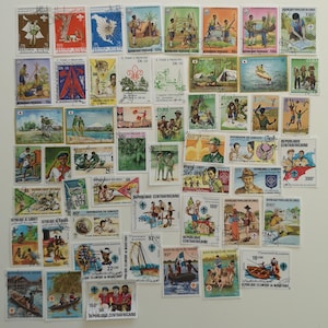 Selos postais de escoteiros e escoteiros - 50 a 300 diferentes - USADOS e em papel - colecionáveis, artesanais, colagens, decoupage, scrapbooking