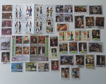 Napoleão Bonaparte em selos postais - 50 a 200 diferentes - USADOS e fora do papel - colecionando, criando, colando, decoupage, scrapbooking