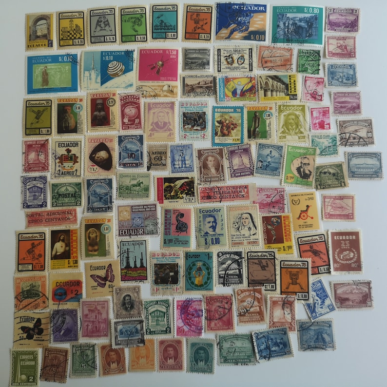 Ecuador Postage Stamps 100 to 500 Different USED and off Paper ...
