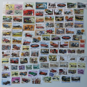 Sellos postales de automóviles - USADOS y sin papel - 50 a 500 diferentes - Para coleccionar, hacer manualidades, collage, decoupage, scrapbooking