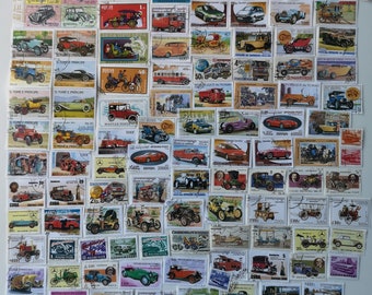 Cars Postage Stamps - USED & off paper - 50 to 500 Different - For collecting, crafting, collage, decoupage, scrapbooking