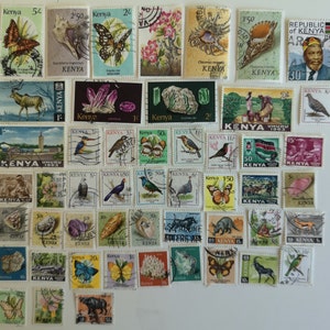 Sellos postales de Kenia - USADOS y fuera de papel - 50 a 200 diferentes - coleccionismo, elaboración, collage, decoupage, álbumes de recortes
