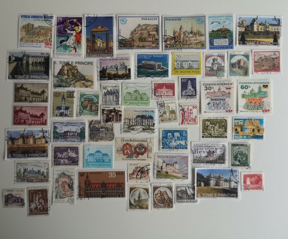 Castles & Chateaux on Postage Stamps - USED and off Paper - 50 to