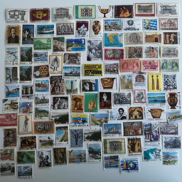 Timbres-poste grecs - OCCASION et hors papier - 100 à 1000 différents - Pour collectionner, créer, faire du collage, du découpage, du scrapbooking