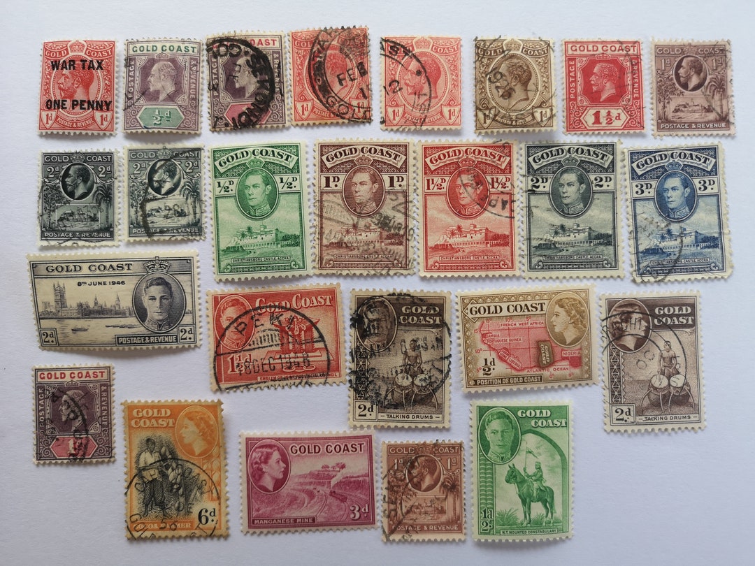 Gold Coast Postage Stamps - USED & off Paper - 25 Different ...