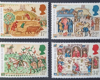Great Britain 1986 900th Anniversary of the Domesday Book - Set of 4 Mint Stamps - collecting, crafting, collage, decoupage, scrapbooking
