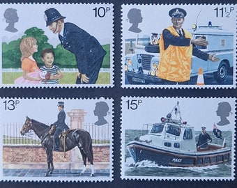 Great Britain 1979 150th Anniversary of Metropolitan Police - Set of 4 Mint Stamps - collecting, crafting, collage, decoupage, scrapbooking