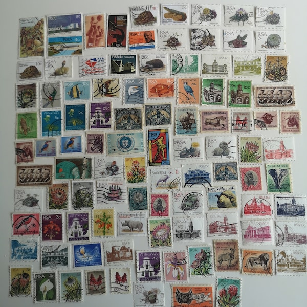 South Africa Postage Stamps - USED & off paper - 100 to 1000 different - For collecting, crafting, collage, decoupage, scrapbooking