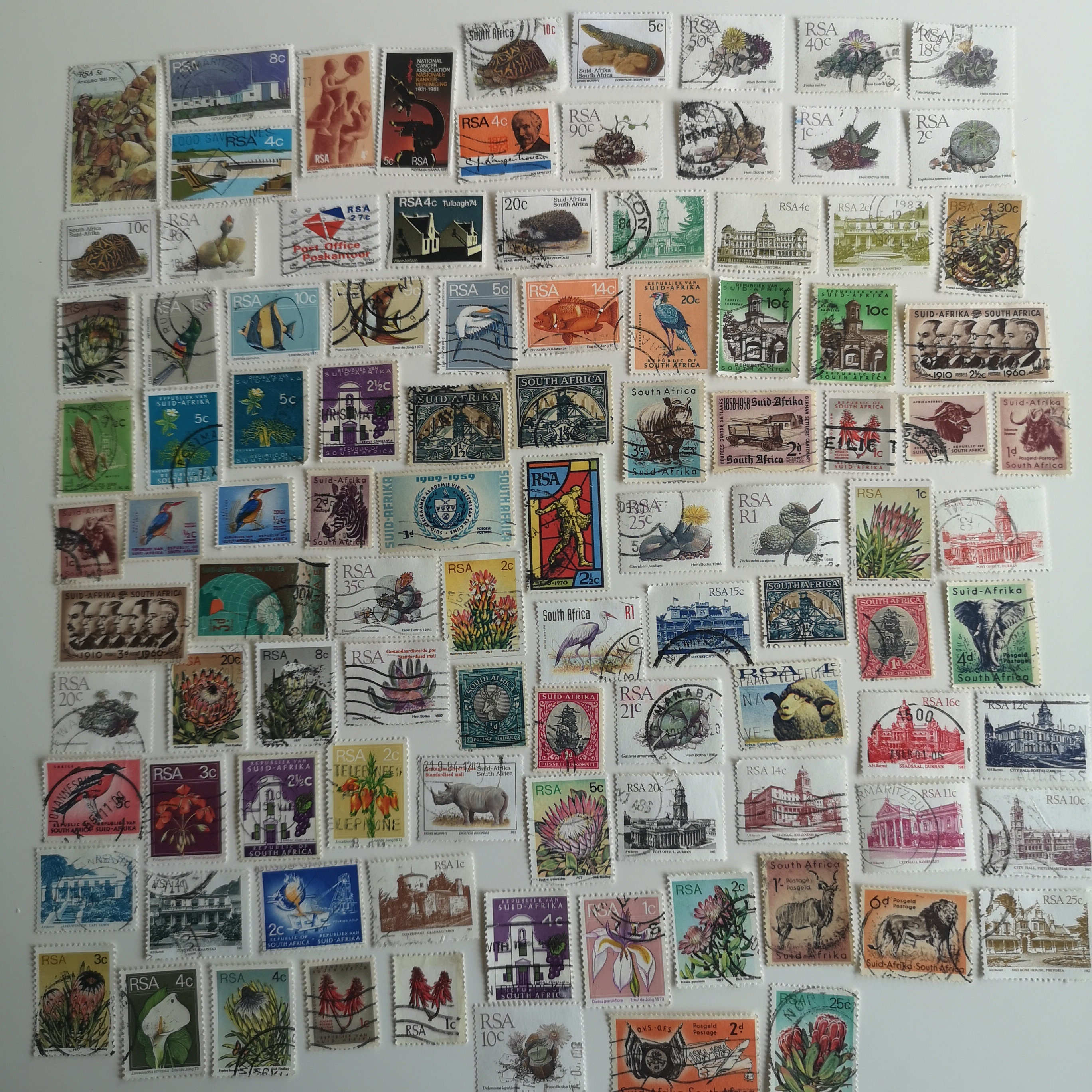 South Africa Postage Stamps USED & off Paper 100 to 1000 Different for ...