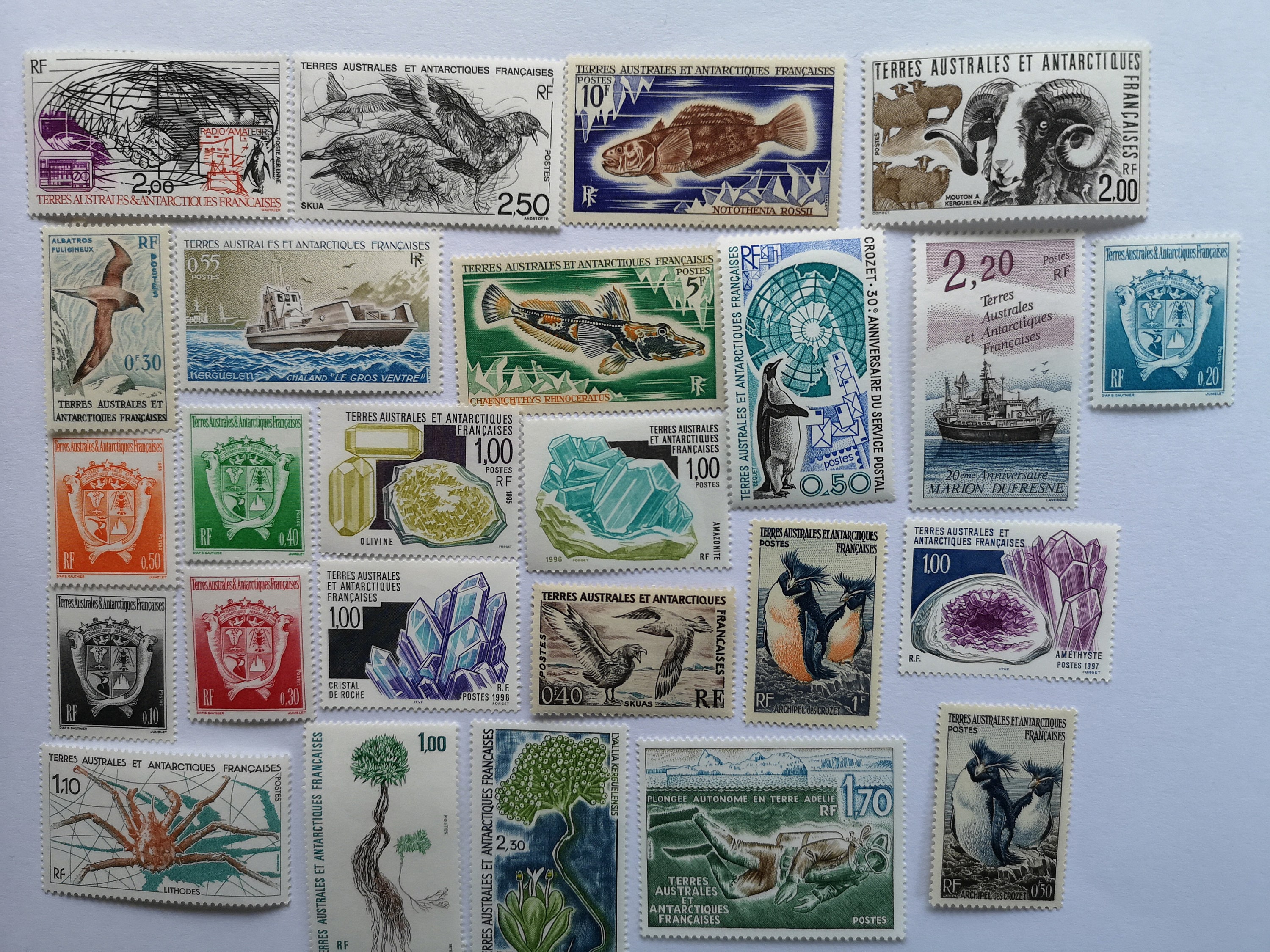 フランス領南極郵便切手 - 使用済みおよび紙なし - 25 種類および 50