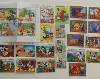 Walt Disney Postage Stamps Collection - 25 to 500 different - USED & off paper - collecting, crafting, collage, decoupage, scrapbooking