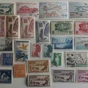 Sellos postales de San Pedro y Miquelón - USADOS y sin papel - De 25 a 150 diferentes - coleccionismo, manualidades, collage, decoupage, scrapbooking