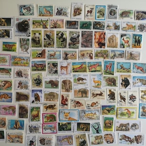 Animales salvajes en sellos postales - USADOS y sin papel - 100 a 1000 diferentes - Para coleccionar, hacer manualidades, collage, decoupage, scrapbooking