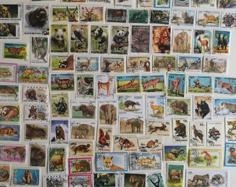 Wilde Tiere auf Briefmarken - GEBRAUCHT & aus Papier - 100 bis 1000 verschieden - Zum Sammeln, Basteln, Collage, Decoupage, Scrapbooking