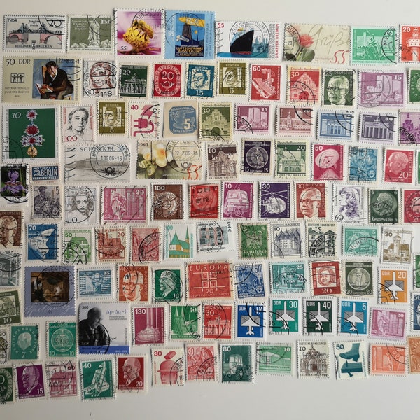 Germany Postage Stamps - USED & off paper - 100 to 2000 different - For collecting, crafting, collage, decoupage, scrapbooking