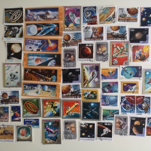 Planetas en sellos postales - USADOS y sin papel - 50 y 100 diferentes - coleccionismo, manualidades, collage, decoupage, scrapbooking