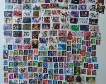 Great Britain Postage Stamps - USED and off paper - 300 & 1000 different - For collecting, crafting, collage, decoupage, scrapbooking