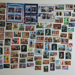 Sellos postales de la historia de EE. UU. - 100 diferentes - en papel - coleccionismo, manualidades, collage, decoupage, scrapbooking