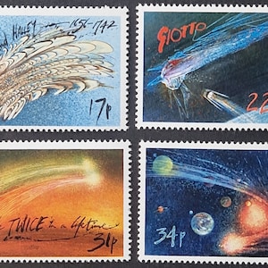 Great Britain 1986 Appearance of Halley&#39;s Comet - Set of 4 Mint Stamps - collecting, crafting, collage, decoupage, scrapbooking