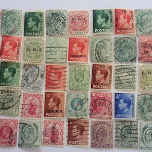 Colección de sellos postales del Imperio Británico de Eduardo VII y VIII - 50 y 100 diferentes - Usados y sin papel - coleccionar, elaborar