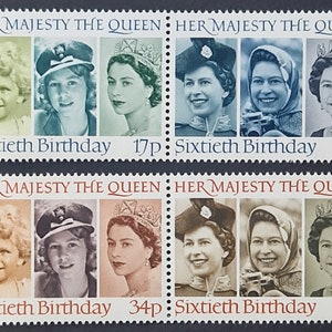 イギリス 1986年 エリザベス2世女王 60歳の誕生日 - ミント切手4枚