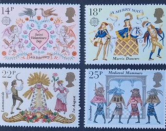 Great Britain 1981 Folklore - Set of 4 Mint Stamps - collecting, crafting, collage, decoupage, scrapbooking