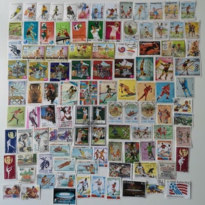 Sellos deportivos - USADOS y sin papel - De 100 a 1000 diferentes - Para coleccionar, hacer manualidades, collage, decoupage y scrapbooking
