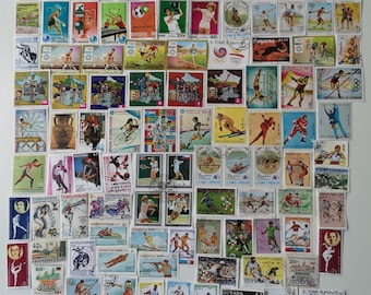 Sports Postage Stamps - USED & off paper - 100 to 1000 Different - For collecting, crafting, collage, decoupage, scrapbooking