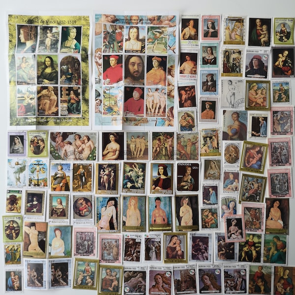 Italian Artists Postage Stamps - 50 to 200 different - USED & off paper - For collecting, crafting, collage, decoupage, scrapbooking