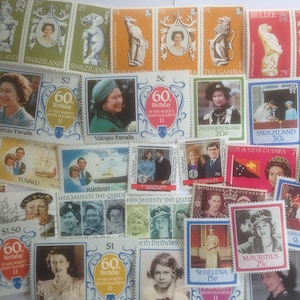 British Royalty Postage Stamps - Usado y fuera de papel - 50 a 300 diferentes - Para coleccionar, elaborar, collage, decoupage, scrapbooking