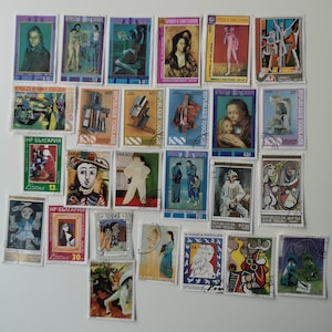 Sellos postales de Picasso - USADOS y sin papel - De 25 a 100 diferentes - Para coleccionar, hacer manualidades, collages, decoupage y scrapbooking