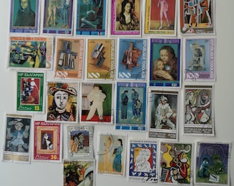 Selos postais Picasso - USADOS e em papel - 25 a 100 diferentes - Para colecionar, fazer artesanato, colagem, decoupage, scrapbooking