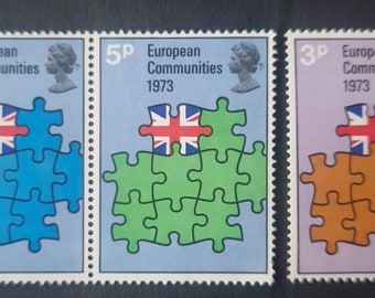 Great Britain 1973 Britain's Entry into European Communities - Set of 3 Mint Stamps - collecting, crafting, collage, decoupage, scrapbooking