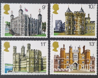 Great Britain 1978 British Architecture - Set of 4 Mint Stamps - collecting, crafting, collage, decoupage, scrapbooking